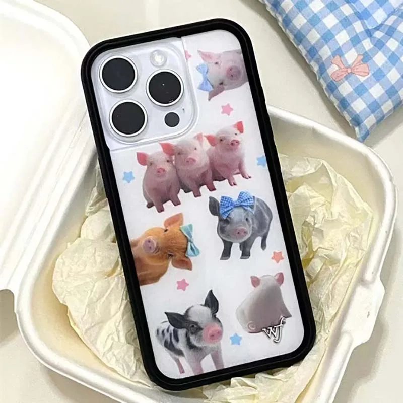 Фото Чехол для телефона Wildflower 3D Little Piggy Dots Star для iPhone 17, 16, 15, 14, 13, 12, Pro Max Plus WF, милый чехол с рисунком аниме Piggies №1