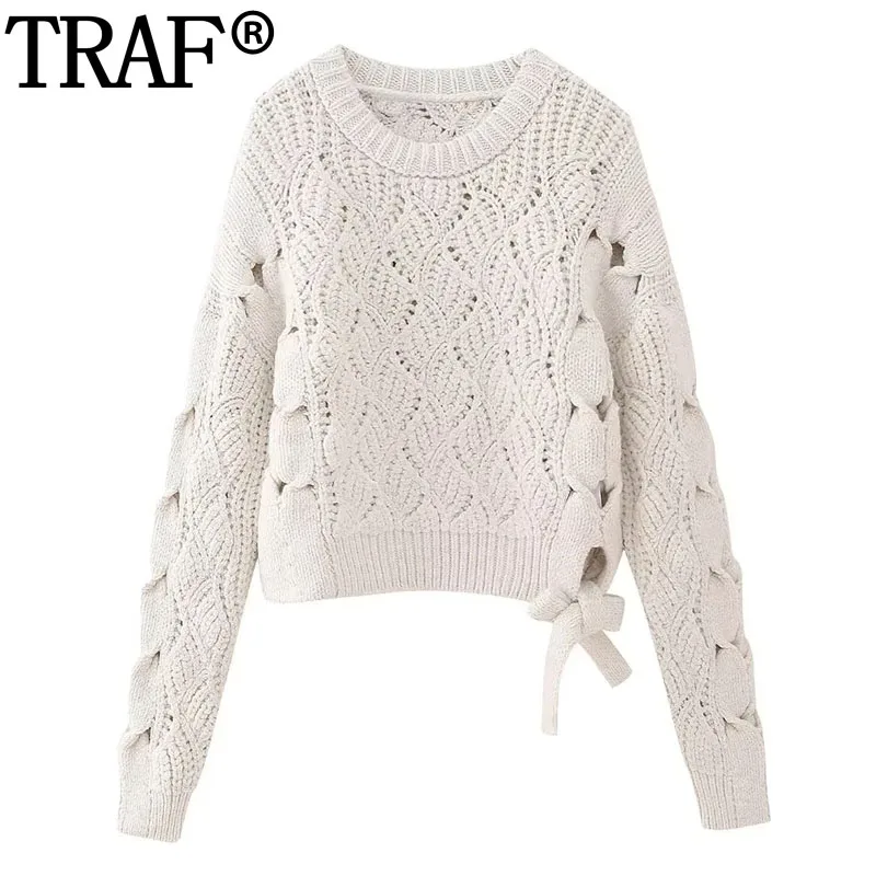 

Женский вязаный свитер с длинным рукавом, с круглым вырезом