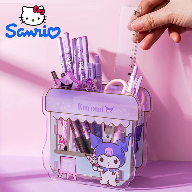 

Stationery Sanrio Pen Holder Kuromi Image Creative Cartoon DIY Assembled Pen Holder Desk Ornament Decoration Melody Storage Box