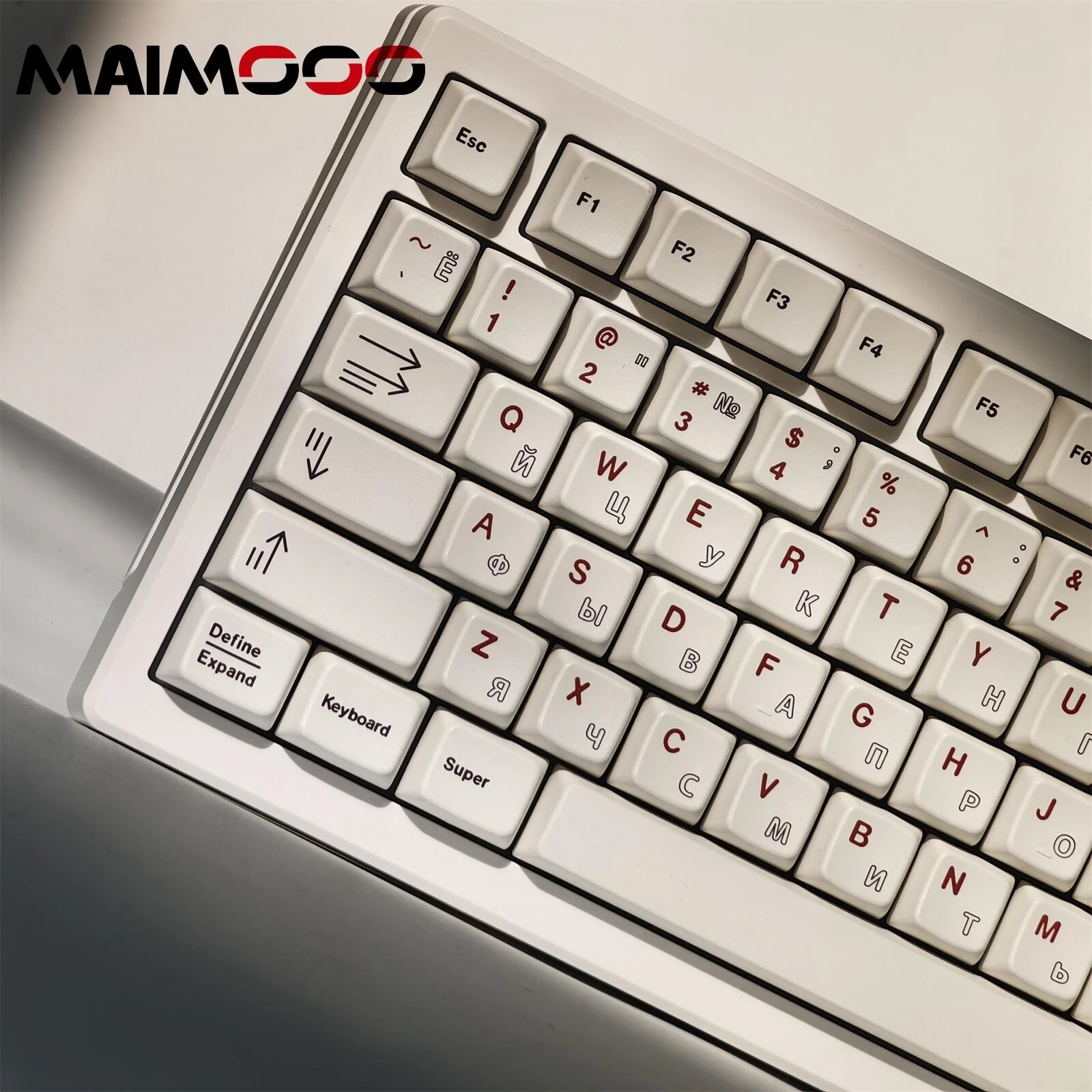 Белые русские клавиши MAIMOOO MDA с полым простым профилем сублимационной печатью
