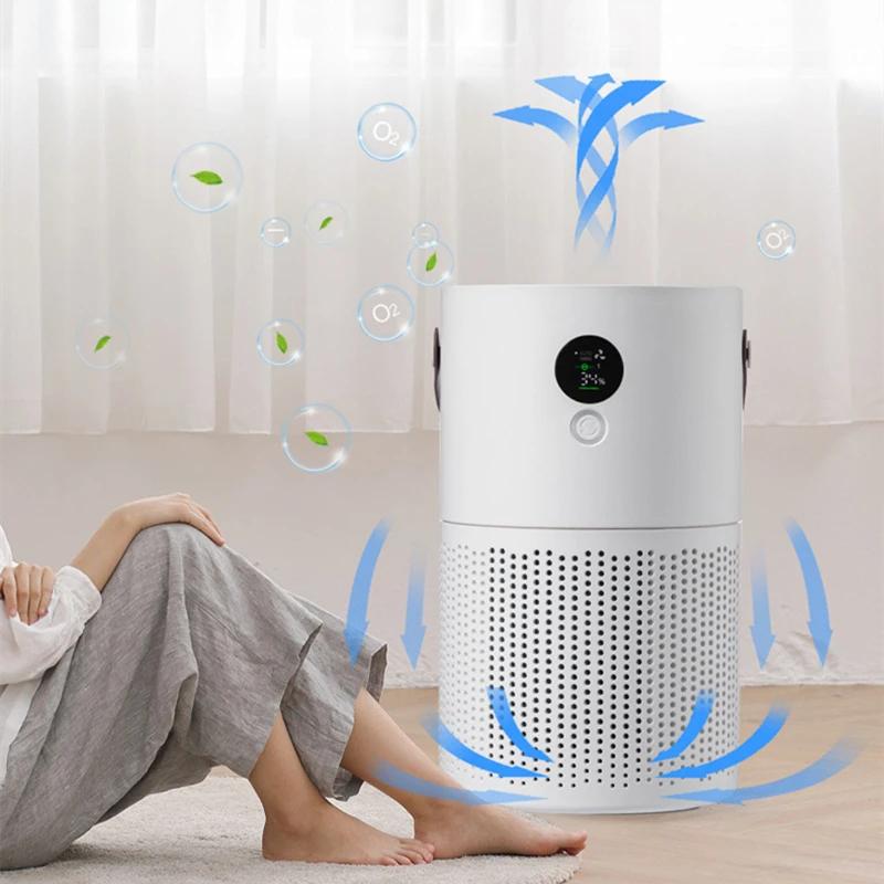 

Smart Display Negetive Ion Air Purifier Desktop Purifiers Night Light Chargeable HEPA Filters Air Cleaner For Home Remove Dust