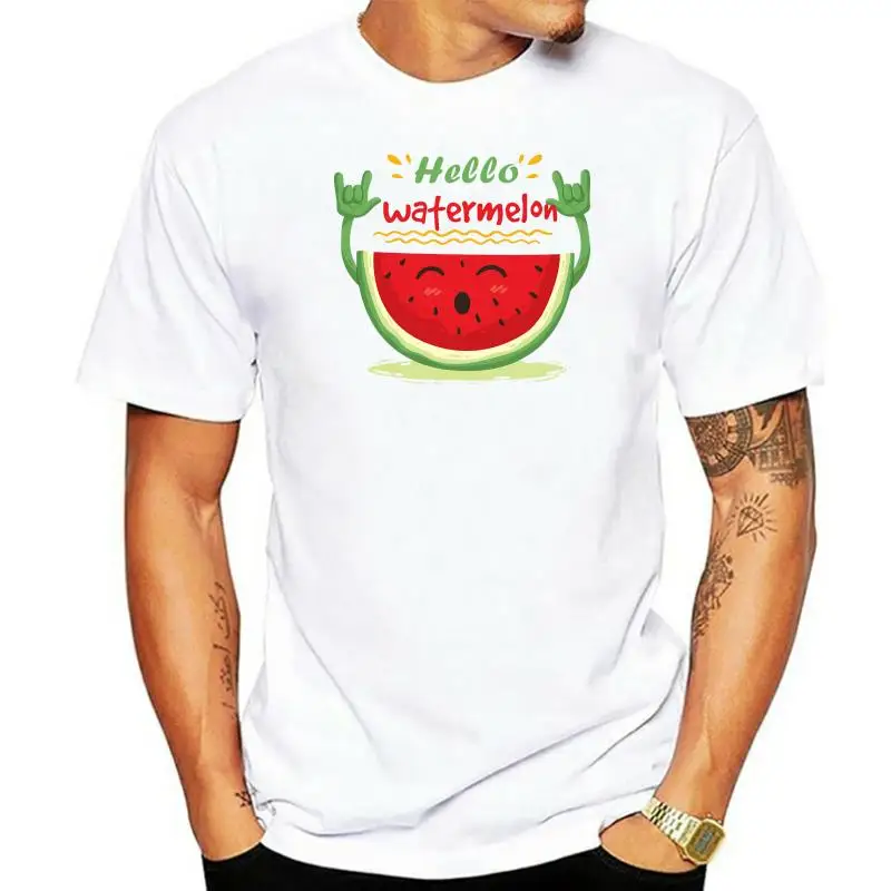 

Short Sleeve Men's T Shirt Summer is Coming Print Cool Watermelon T-shirt for Men Top Casual Cotton White Tee