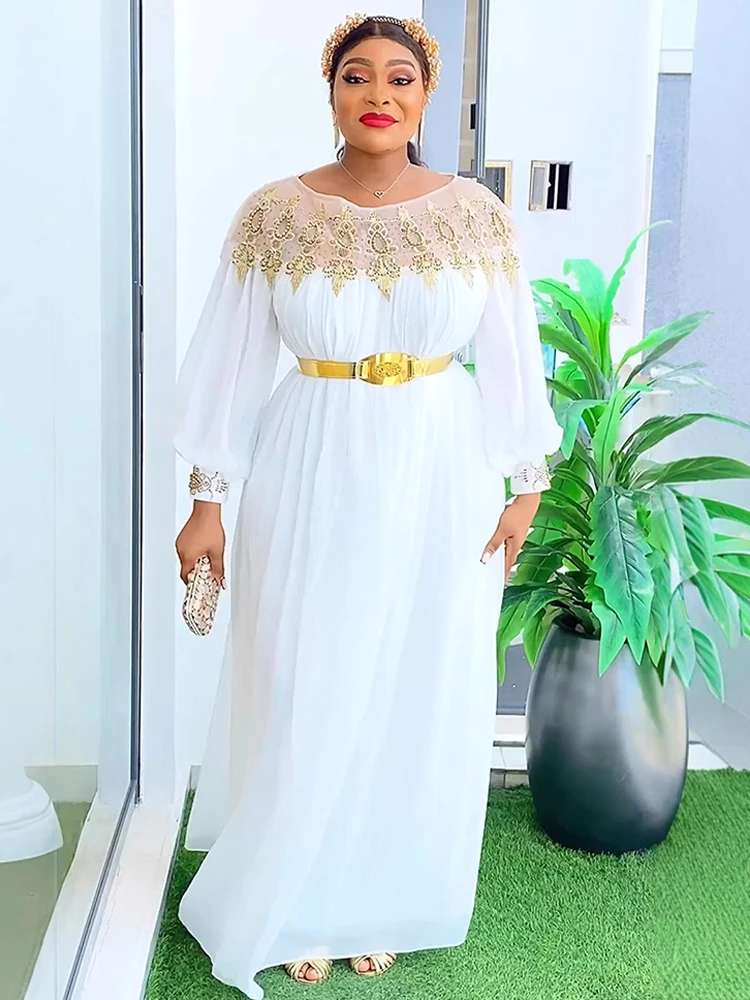 Шифоновые платья с длинным рукавом африканские женские наряды Дашики Дубай