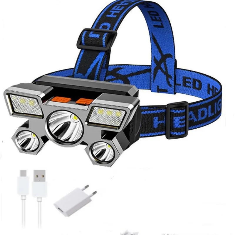 Фонарь налобный светодиодный Аккумуляторный с зарядкой от Usb 5 режимов работы