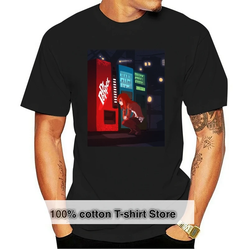 

2019 Hot Sale 100% cotton Dr Pepper Steins Gate T-Shirt Tee Black New Men's Tshirt Tee Shirt