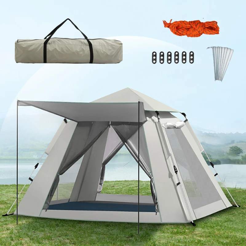 

3-4/5-8 Person Automatic Camping Tent Silver Coating Anti-UV Tent Outdoor Pop Up Rainproof Tents For Travel Backpacking Hiking