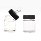 Стеклянные бутылки для аэрографа двойного действия, 1 шт., флакон для аэрографа (банки) с 30-угольным переходником, крышка в сборе