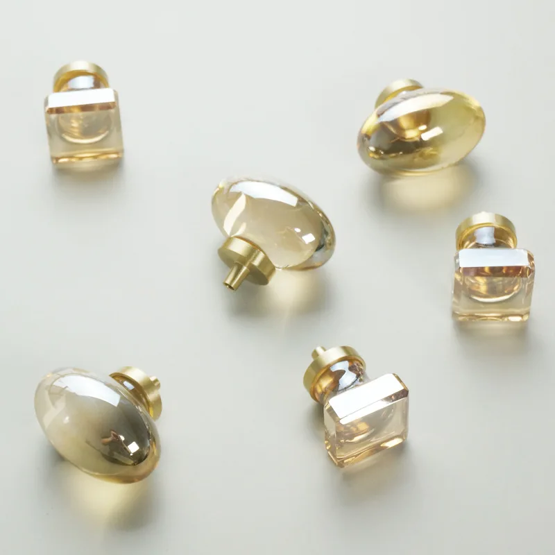 

Modern Light Luxury Brass Kitchen Cabinet Handles Egg Champagne Crystal Pigeon Transparent Handle Wardrobe Door Handle Cabinet