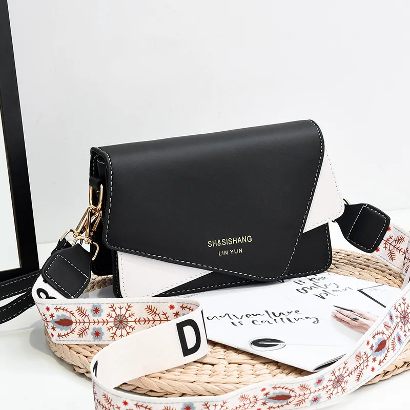 

Новинка 2022, стильная маленькая квадратная сумка контрастных цветов, женская модная универсальная сумка на одно плечо с косым ремнем