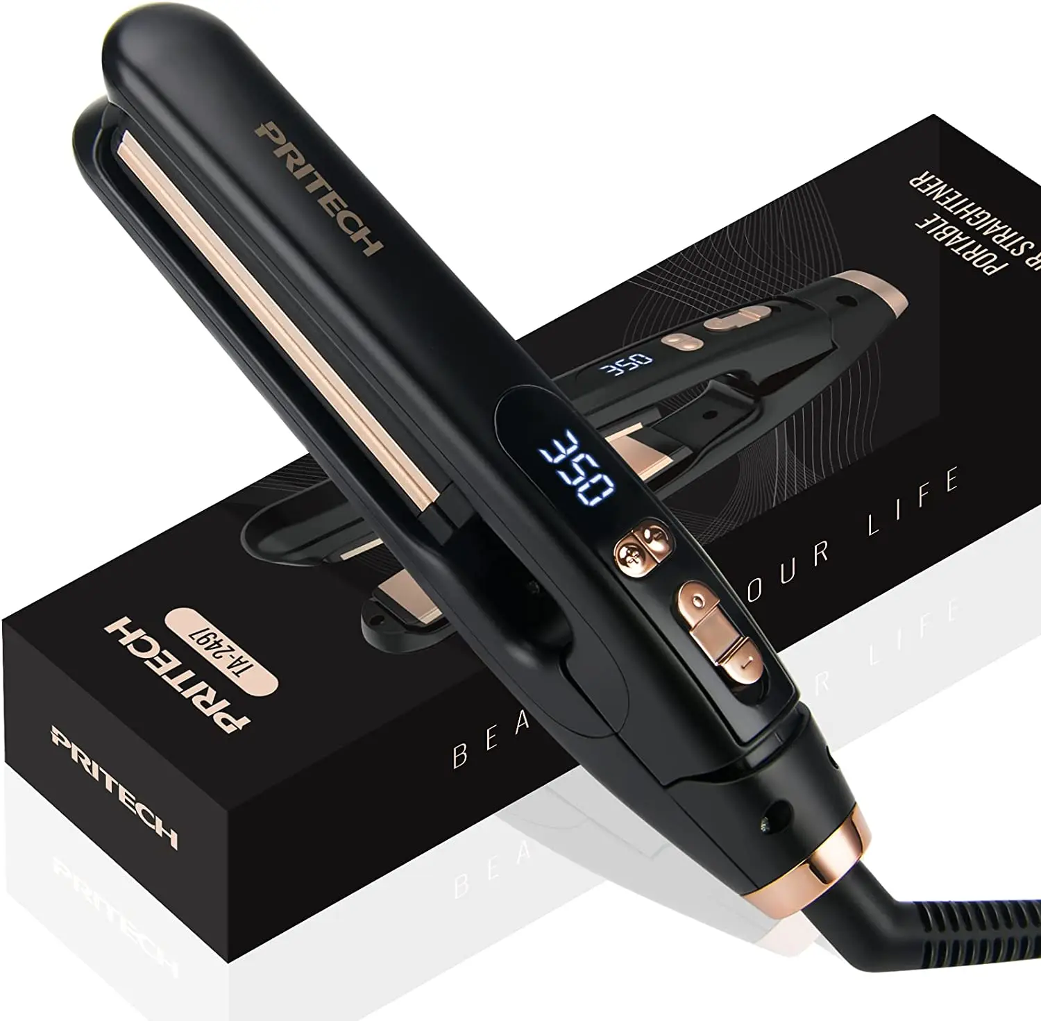 

Hair Straightener Portable Curling Irons with Adjustment Temperature for Fashion Hair Styling Mini Hair Curler Comb for Travel