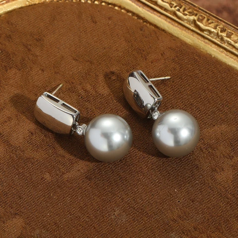 Серебряные серьги-капельки STALAIT с жемчугом