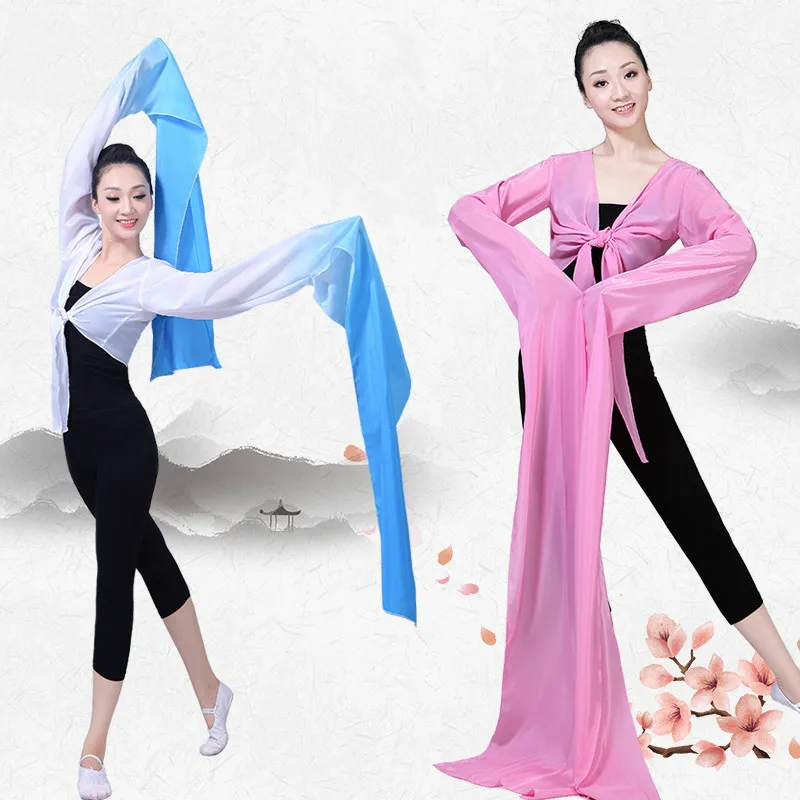

Multicolor Chinese Hanfu Water Sleeves Yangko Dance Practice Tops Female Chinese Classical Beijing Opera Tibetan Dance Costume