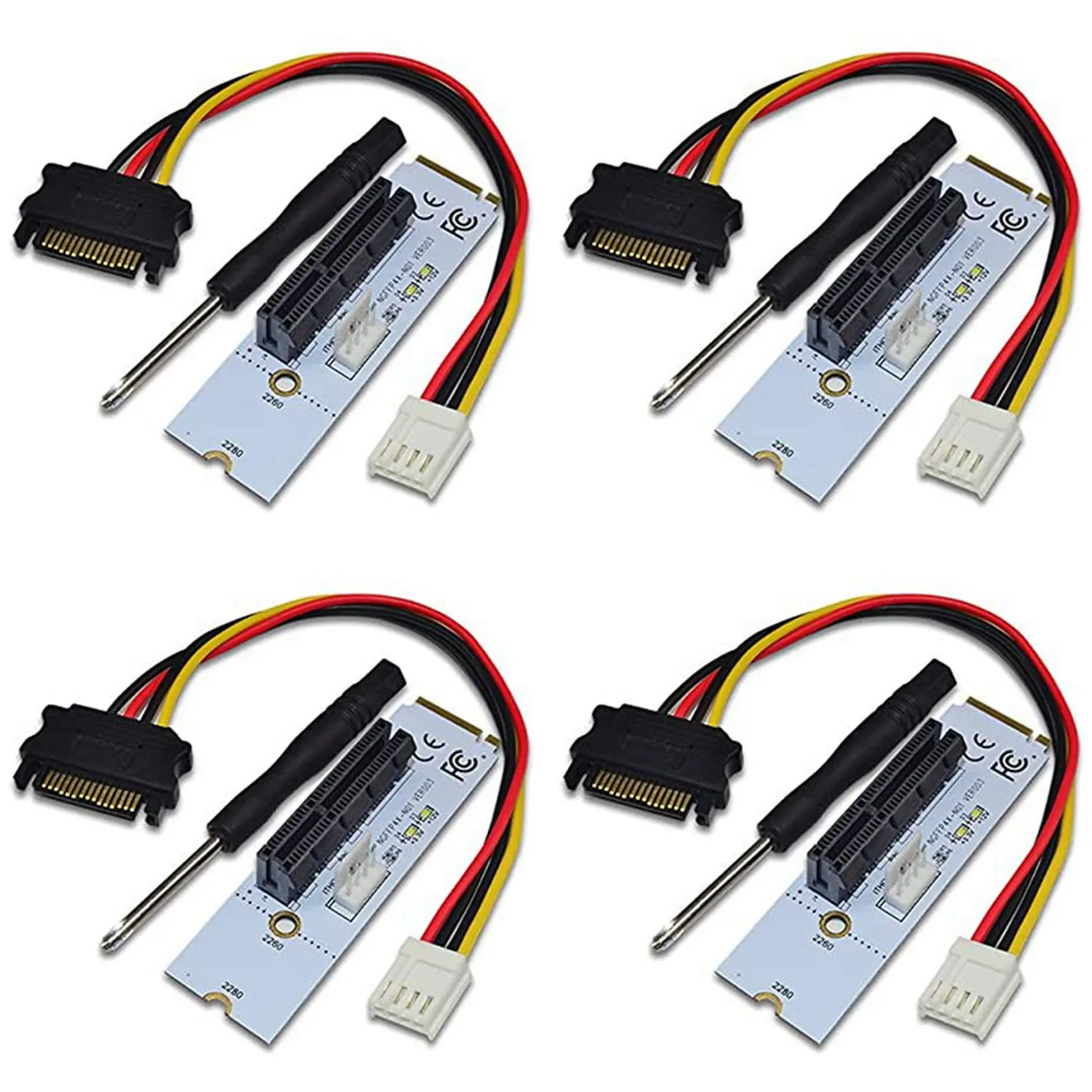 

4х NGFF M.2 до PCI-E 4X Райзер карта M2 Key M к PCIe X4 адаптер Светодиодный ным индикатором напряжения для майнинга биткоинов ETH