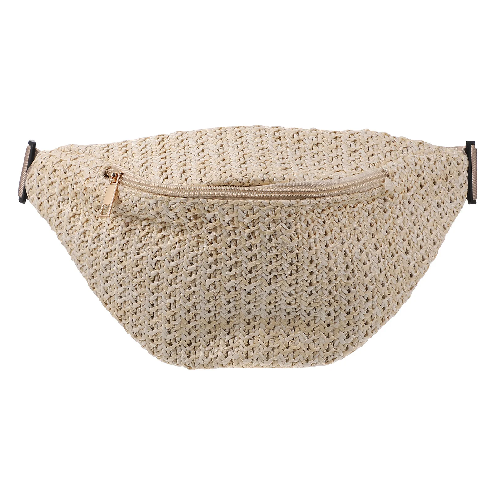 

1pc Summer Waist Bag Imitation Straw Woven Bag Pouch Cross-body Bag
