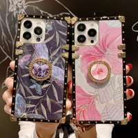luxury laser fashion flower square phone case for iphone 12 13 mini 11 pro max se 2020 6 7 8 plus 13pro xs max x xr cover