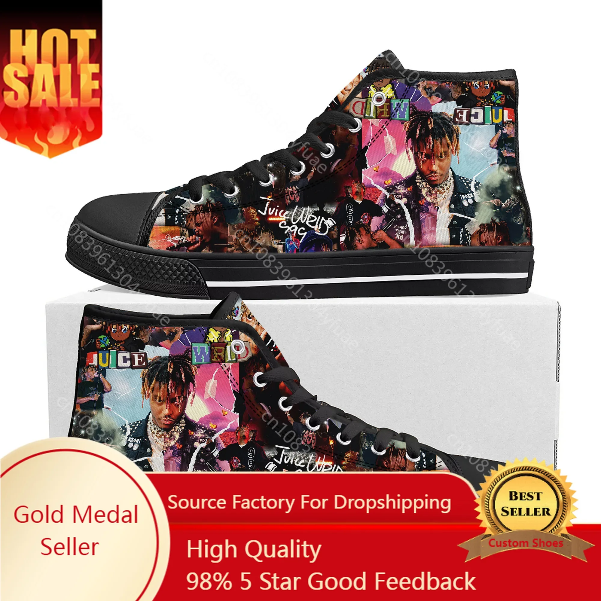 Juice Wrld Хип-Хоп Рэпер Высокие Кроссовки Высокого Качества Мужские Женские