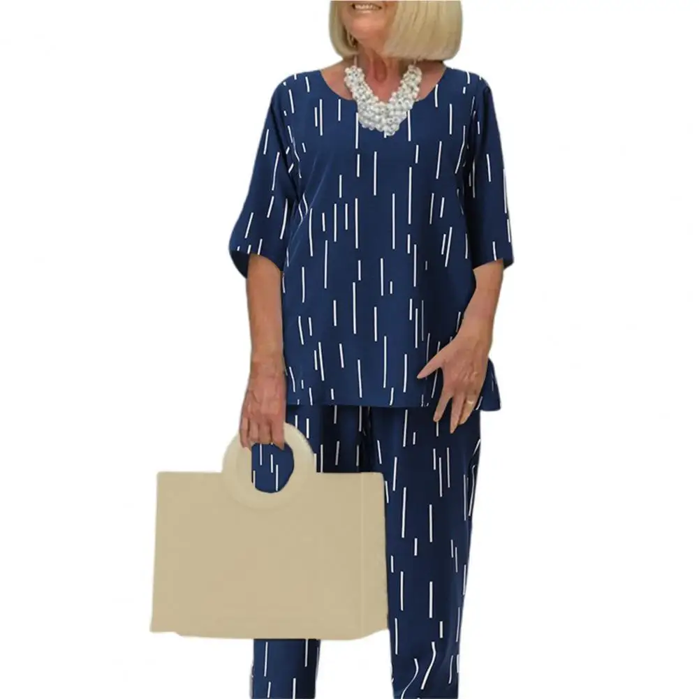 

2022 1 PCS Women Summer Half Sleeve Blouse Tracksuit Casual Loose Pants Sets Vintage Matching Sets Printed Suits Oversized Hot