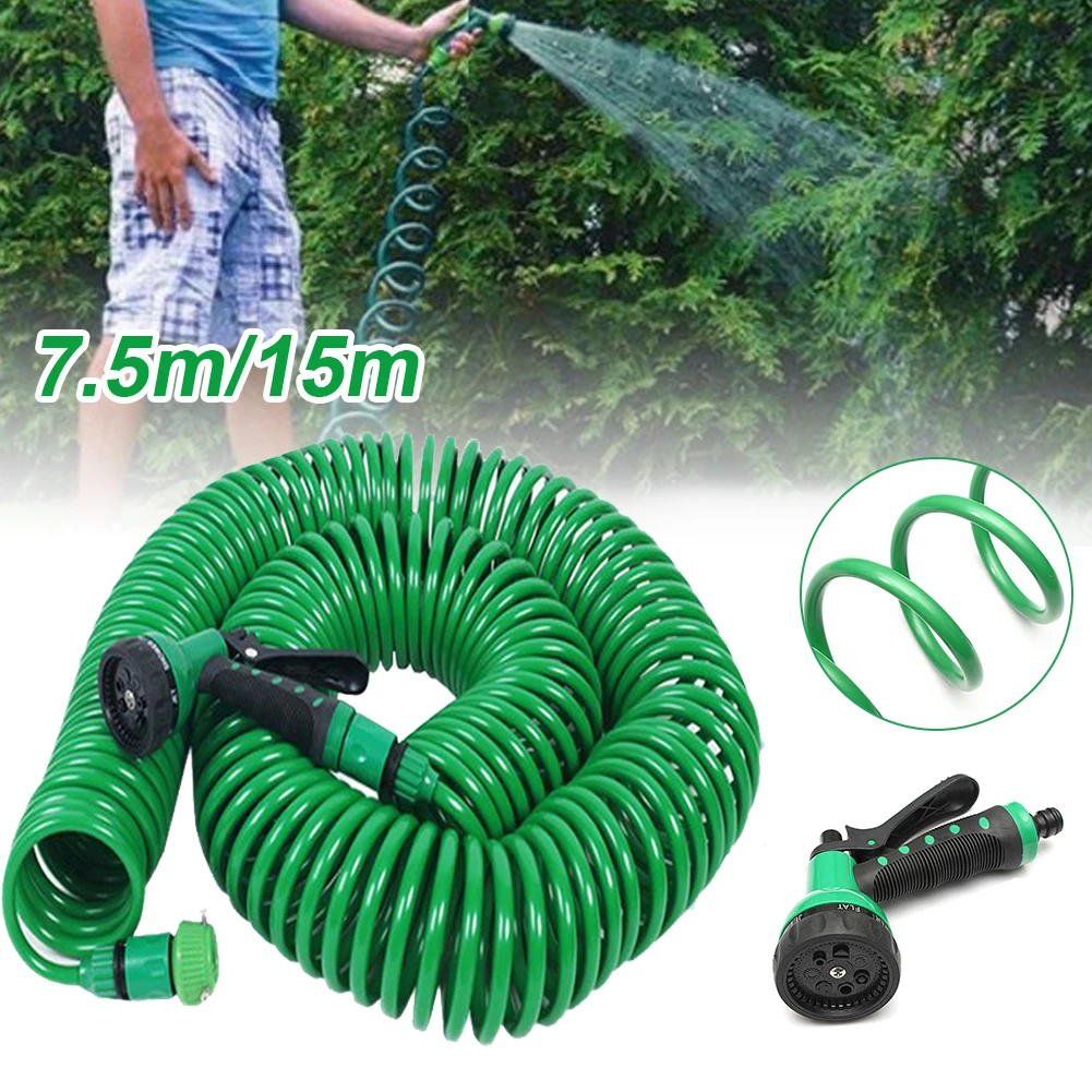

7.5M/15M Retractable Coil Magic Flexible Garden Water Hose For Car Hose Pipe Plastic Hoses Garden Watering With Quick Spray Guns