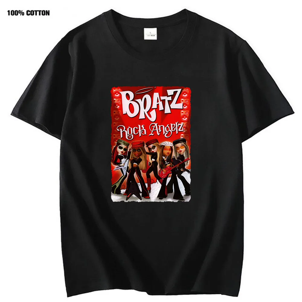 

Bratz T Shirt Women/Men Fashion 100% Cotton T-shirt Hip Hop Short Sleeve Cartoon Print Tshirt Oversized Girls Tops Aesthetic Tee