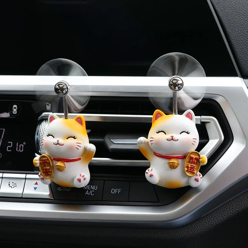 

Car Air Freshener Perfume Clip Cartoon Lucky Cat Car Diffuser Rotating Propeller Air Outlet Fragrance Decor Auto Accessories