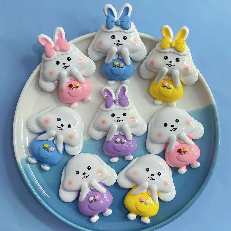 

2Pcs Cartoon Big Size Rabbit Flat back Resin Cabochon Embellishment Phone Case Accessories DIY Scrapbooking Decoration Craft
