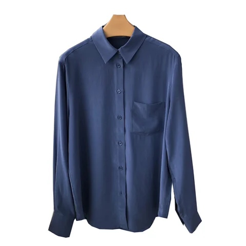 Женская рубашка SuyaDream из шелка  синего цвета