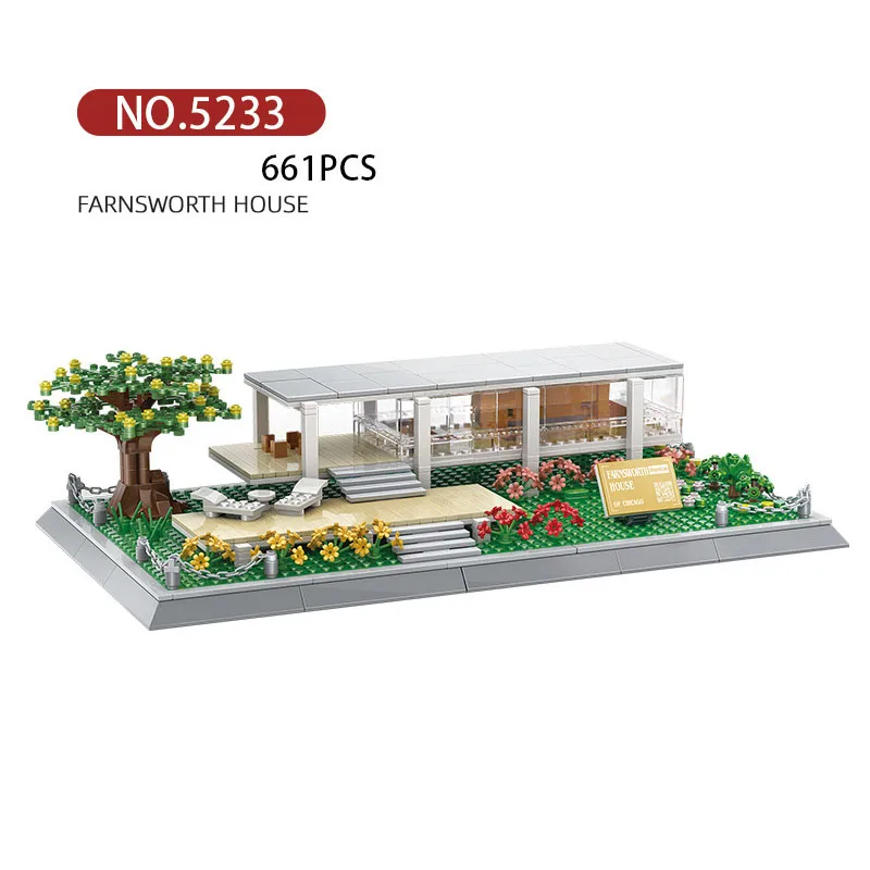 

Creative Streetscape Farnsworth House The United States World Famous Art Architecture Build Block City Street View Brick Toy