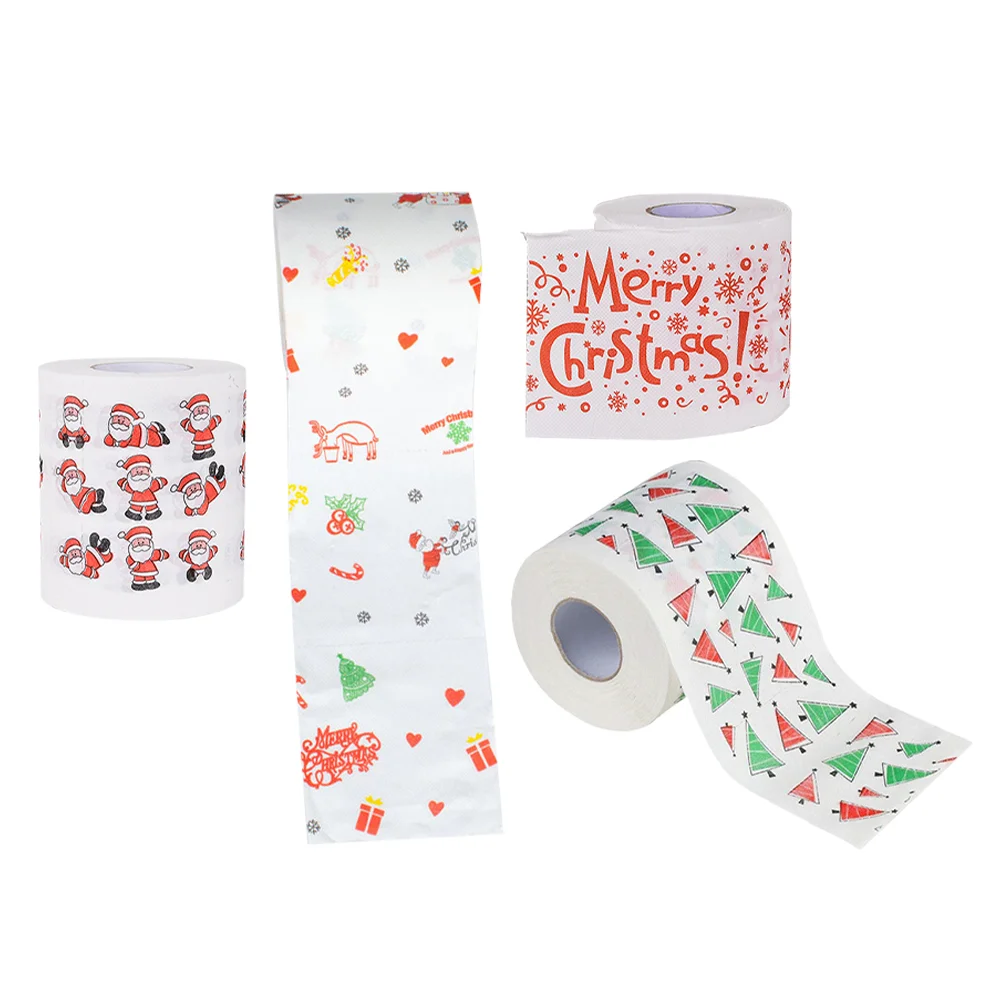

Paper Toilet Christmas Tissue Funny Napkin Rolls Roll Merry Holidayparty Santa Decoration Printed Tissues Claus Kitchen Prints