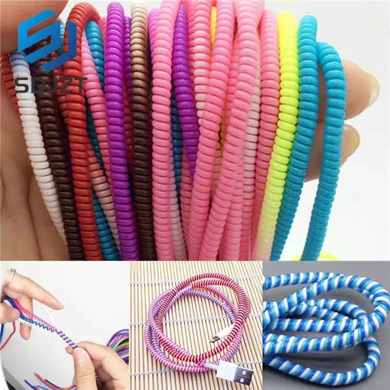 10 шт./лот Спиральный USB кабель для передачи данных и зарядки, протектор шнура, самодельный намоточный кабель для iPhone 5 6 6S 7 8 Plus для Samsung HTC 50 см