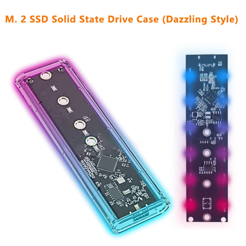 RGB M2 SSD Корпус M.2 NVME к USB C Прозрачный корпус жесткого диска для PCIE NGFF SATA M/B Key Диск