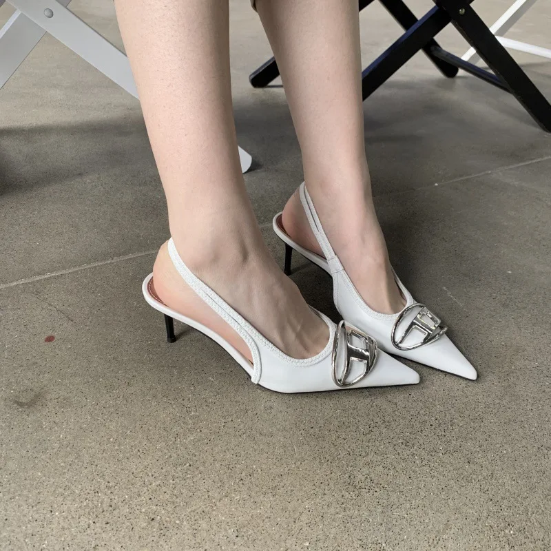 

Новинка 2023, Модные женские сандалии на высоком каблуке, женские элегантные остроносые босоножки на высоком каблуке, женские сандалии, обувь...