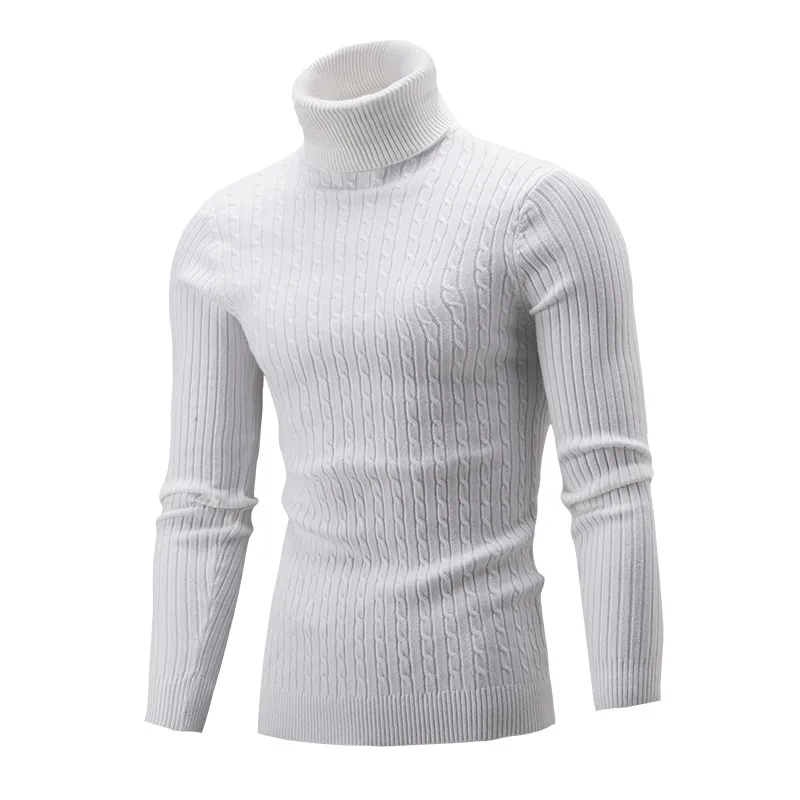 

Small Asian Size Winter Warm Men's Fashion Slim Fit Solid Turtleneck Sweater Casual Knitted Pullover Jumper