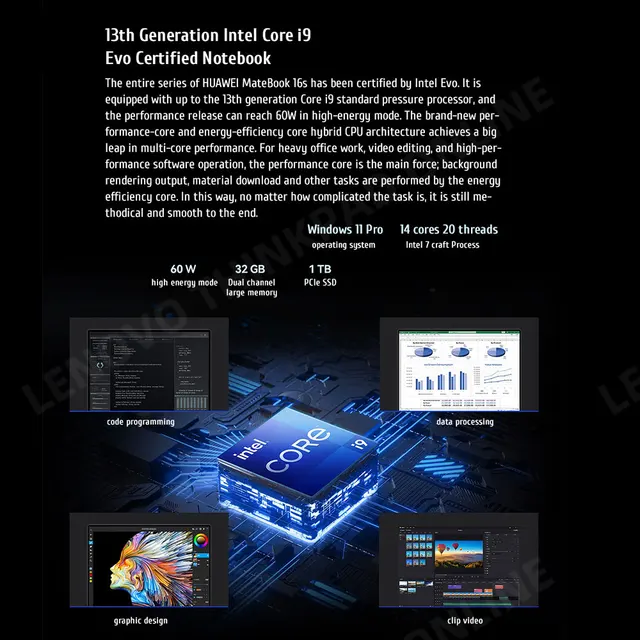 HUAWEI Laptop MateBook D 16 2023 13th Intel Core i7-13700H/i9-13900H 16GB LPDDR4 1TB SSD 16-inch 60Hz Screen Notebook Pc 2