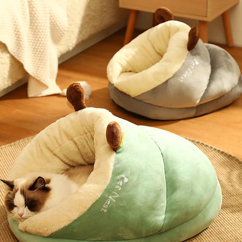 

Мультяшная моющаяся Лежанка для кошек, детская кровать, теплый плюшевый утолщенный маленький конур, гнездо для домашних животных, уютный ко...