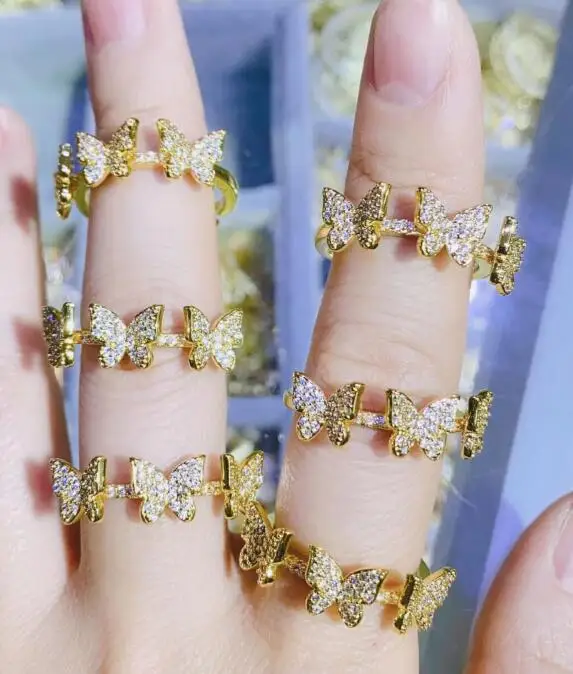 

1 шт. эмалевые кольца в форме бабочки циркониевые ювелирные изделия кольцо многослойные металлические кольца аксессуары ювелирные изделия ...