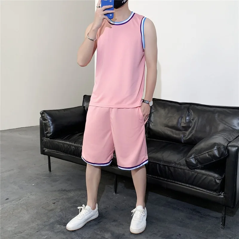 

Men Outfit Set 2022 Summer New Men's T-shirt Suit Men's Sports T-shirt Shorts Two-piece Loose Large Size Basketball Uniform