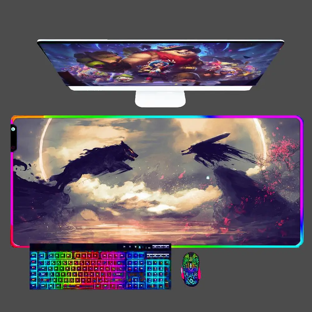 

Berserker Anime HD Computer Mouse Pad RGB Game Accessories for Player Only Mousepad Mini Pc Laptop Office LED Backlight Desk Mat
