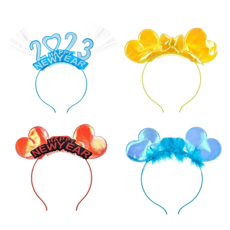 

Led Heart Hair band Light Up Headwear 2023Happy New Year Flashing Light Headband
