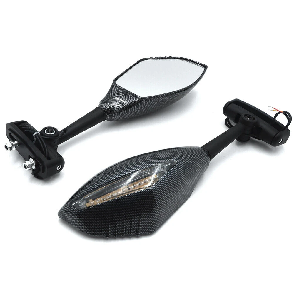 LED Turn Signal Integrated Mirrors for Suzuki GSXR 600 750 Hayabusa Yamaha YZF R6 Kawaski ZX10R  Aftermarket Motorcycle parts