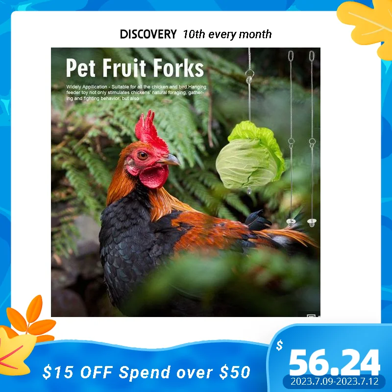 

2pcs Chicken Parakeet Cage Accessories Fruit Veggies Stainless Steel Food Holder Hanging Feeder Toy Skewer Hens Parrots Budgie