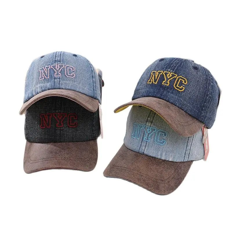 

Бейсболки Doitbest для мальчиков и девочек, хлопковые Кепки из денима с вышивкой надписи, Детская осенняя Кепка в стиле хип-хоп