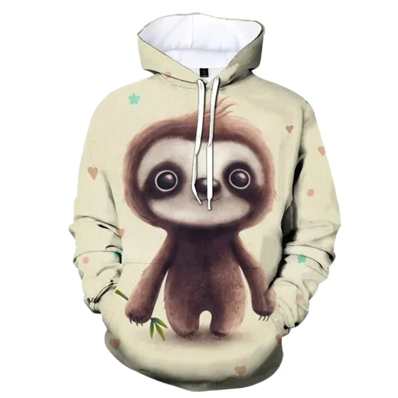 Funny Animal Sloth Graphic Sweatshirts Cute Bradypod 3D Printed Hoodies For Men Clothes Casual Women Hoody Streetwear Kid Tops