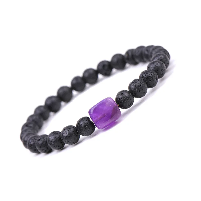 

Natural Stone 6mm 8mm Lava Stone Tiger's Eye Amethyst Bead Bracelets Chakra Bracelet Women Man Jewelry