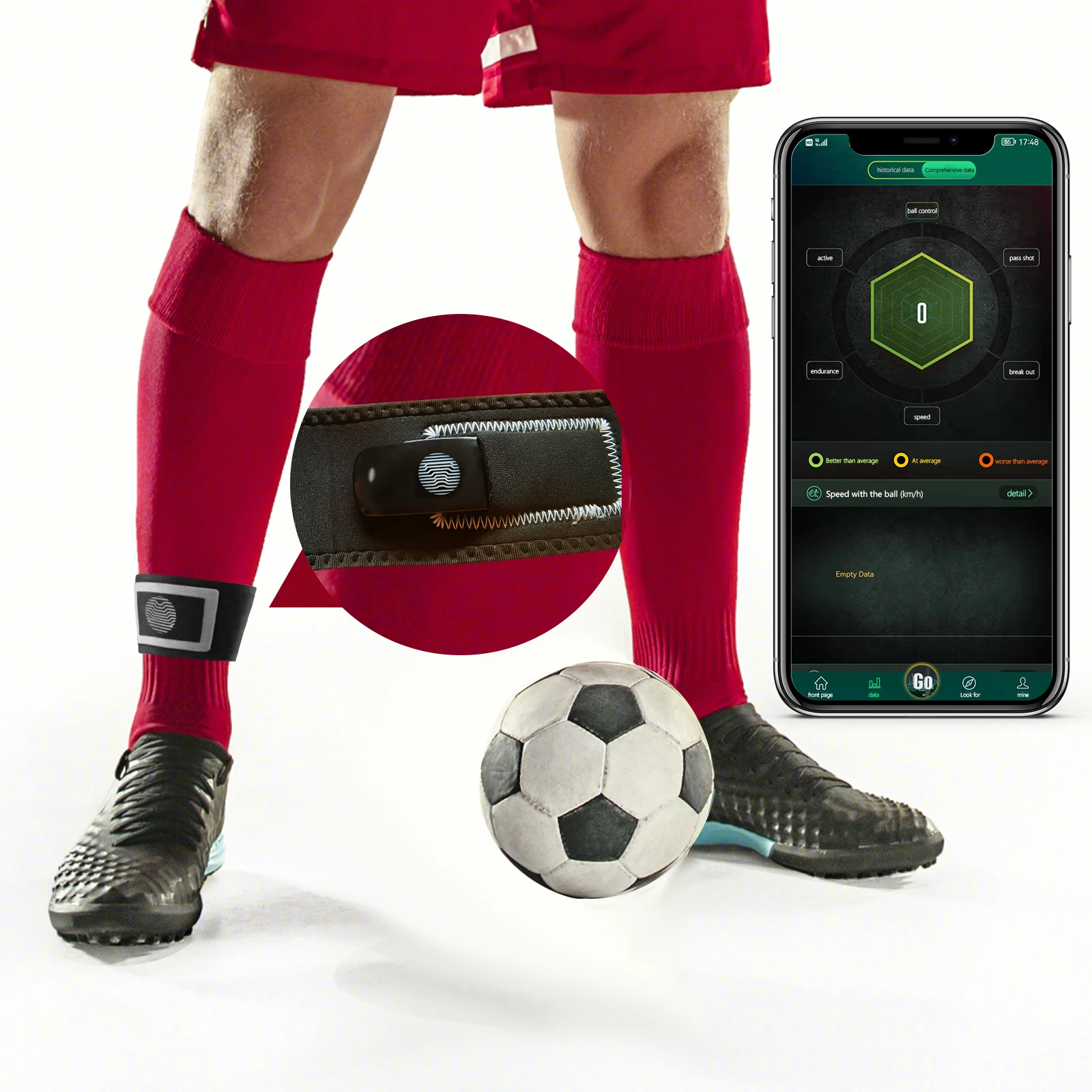 

Football Activity Tracker Soccer Training Equipment with App, IP66 Waterproof, Intelligently Identify 15 Football Motions and Re