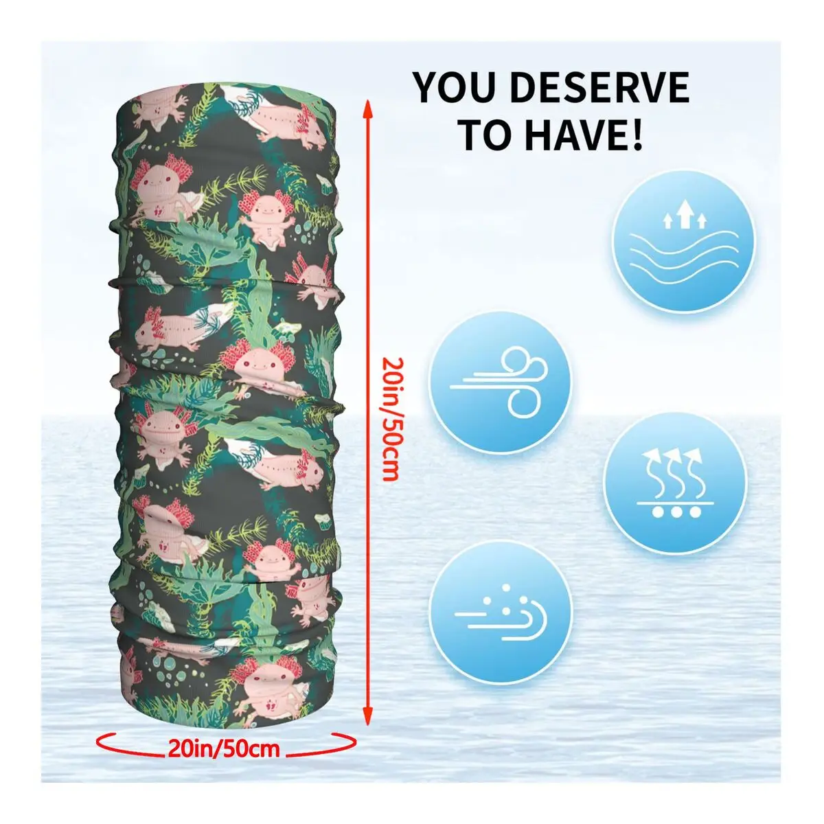 Детский аксолотль шарф в мультяшном стиле шейный платок маска для лица полиэстер