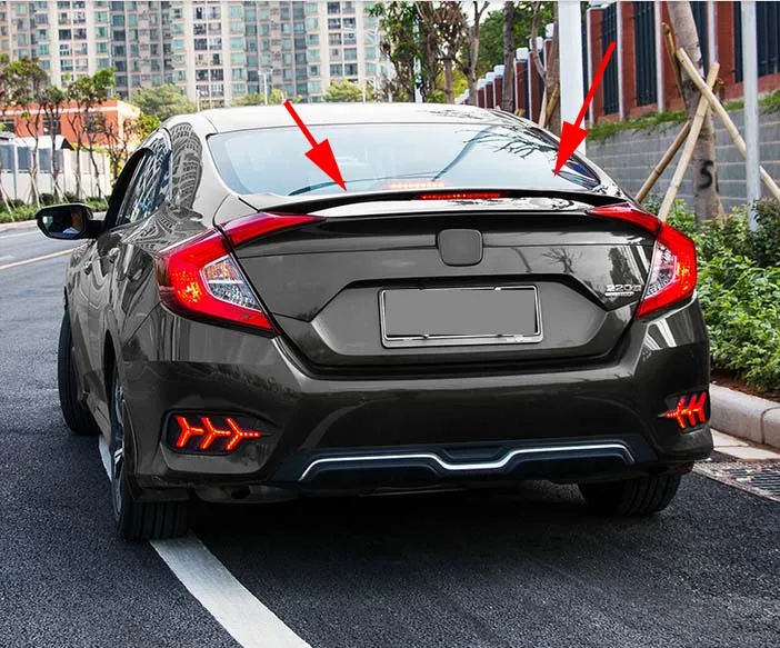 

Спойлер для крыла в стиле багажника подходит для 2016-2021 Honda Civic 4DR Седан ABS с подсветкой модель задняя Заводская Неокрашенная губа 1 шт.
