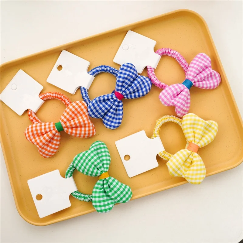 

1piece Bowknot Hair Ties Plaid Hair Bands Girls Elastic Rubber Bands Kids Hair Accessories