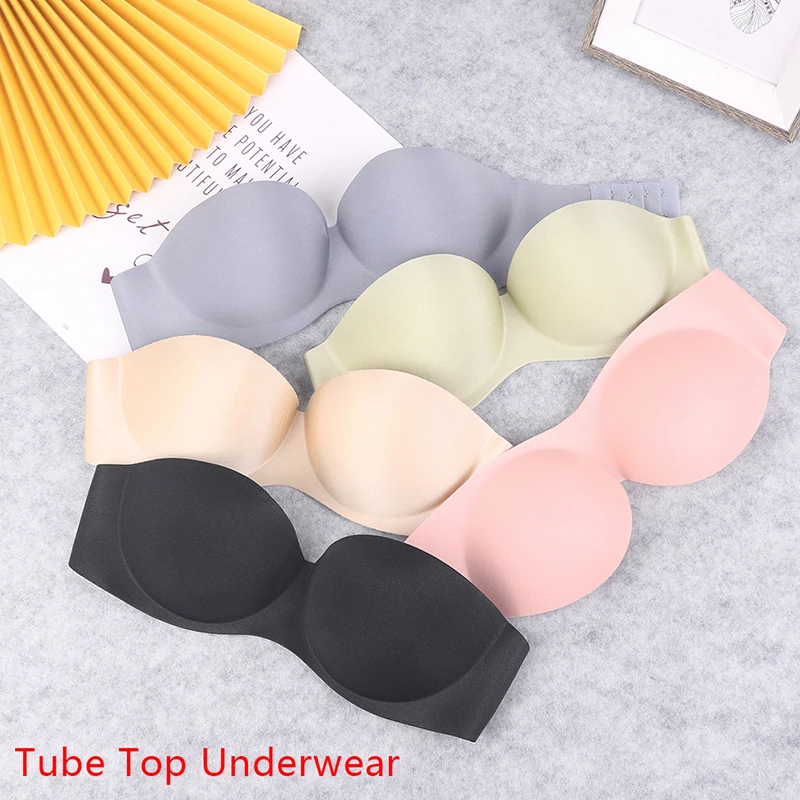 

Tube Top Underwear Soild Color Sexy Lingerie Strapless Bra Push Up Bra Seamless Bralette Sexy Solid Color Women Lingerie
