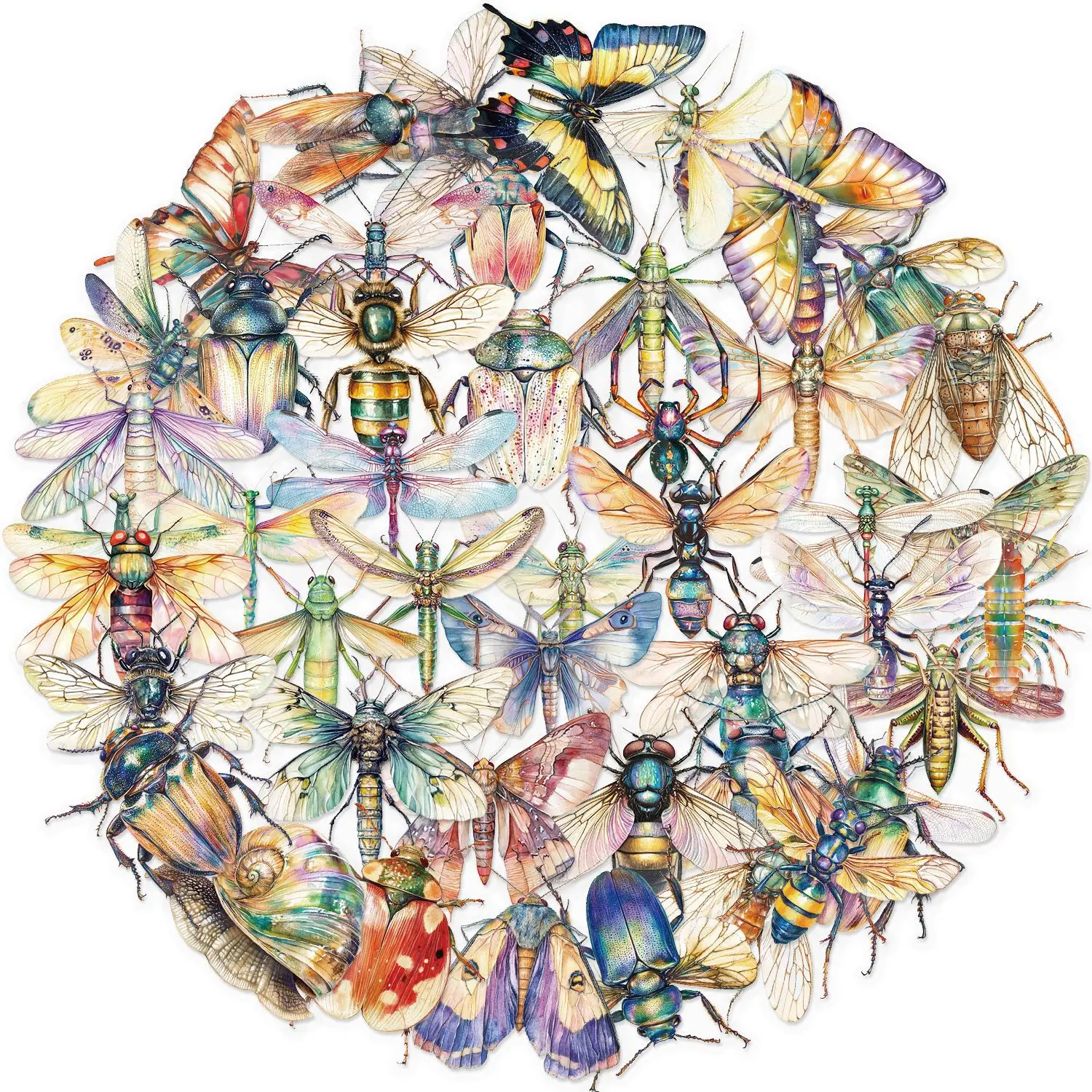 

Водонепроницаемые прозрачные наклейки с насекомыми 50 шт.