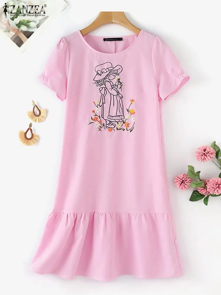 Платье ZANZEA женское ТРАПЕЦИЕВИДНОЕ до колена однотонное Элегантное повседневное